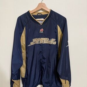 Vintage Reebok Winnipeg Blue Bombers CFL Football Windbreaker Pull Over Jacket
